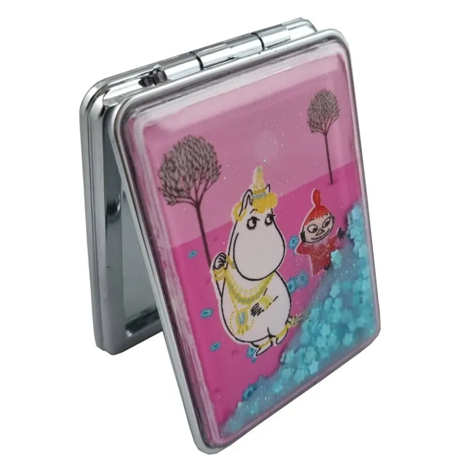 Moomintroll Snorkmaiden miroir de poche paillettes turquoise