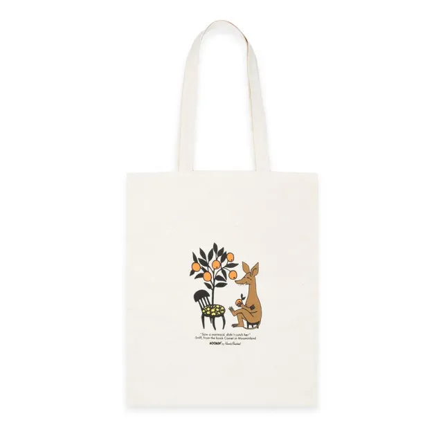 Moomintroll Sniff's Oranges tote bag beige coton