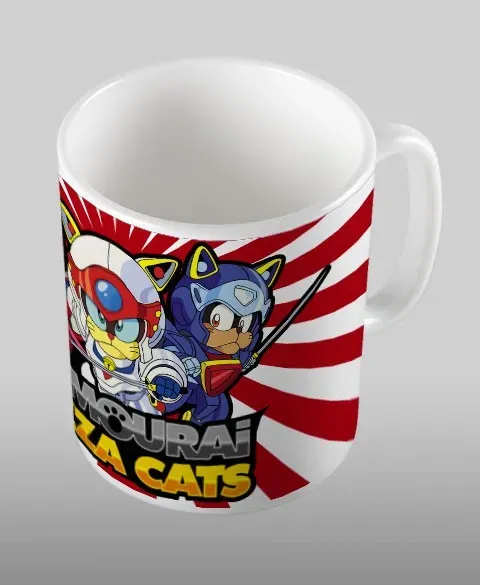 Pixgoodies Samouraï Pizza Cats mug céramique anime 90s