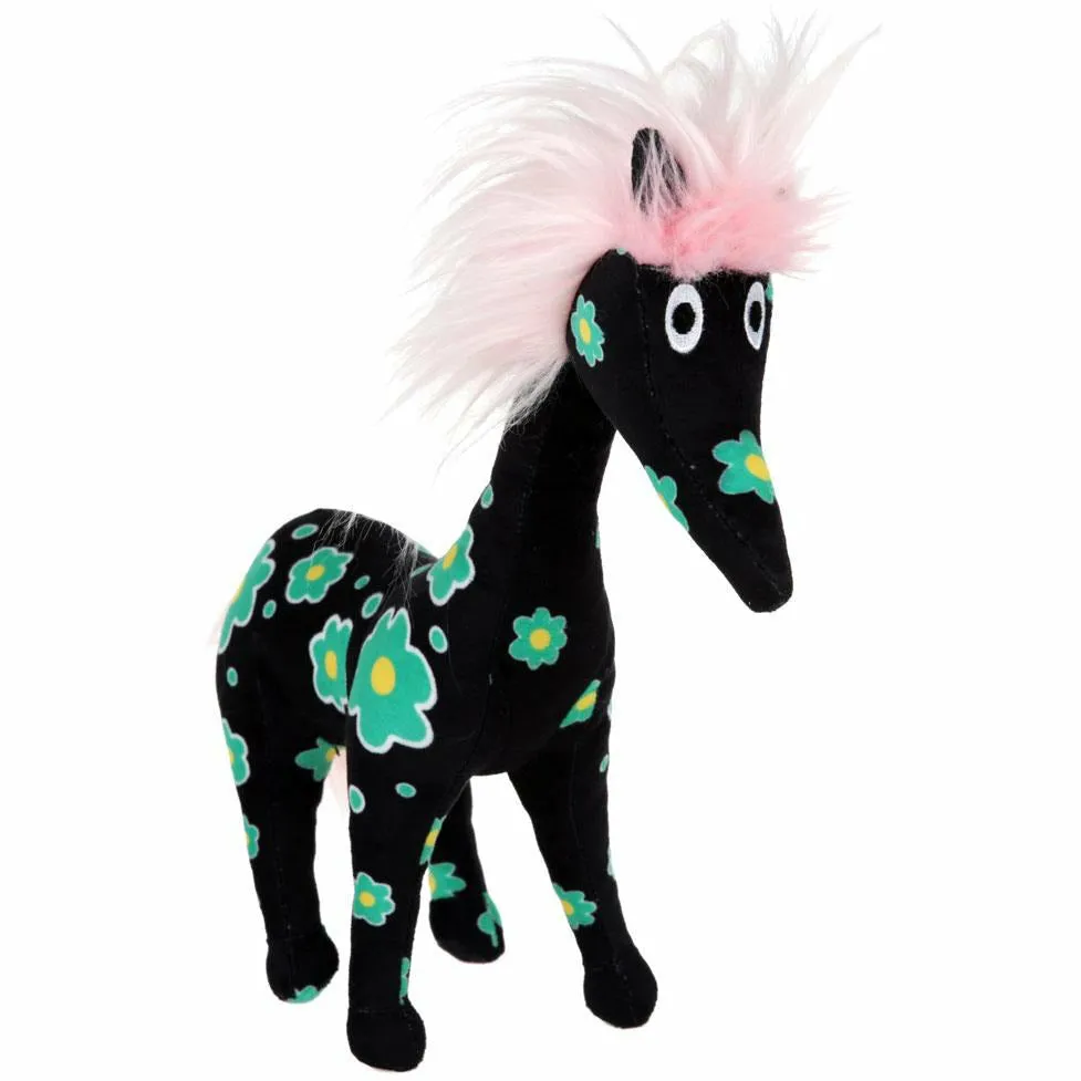 Moomintroll Primadonna’s Horse peluche 30cm noire fleurs