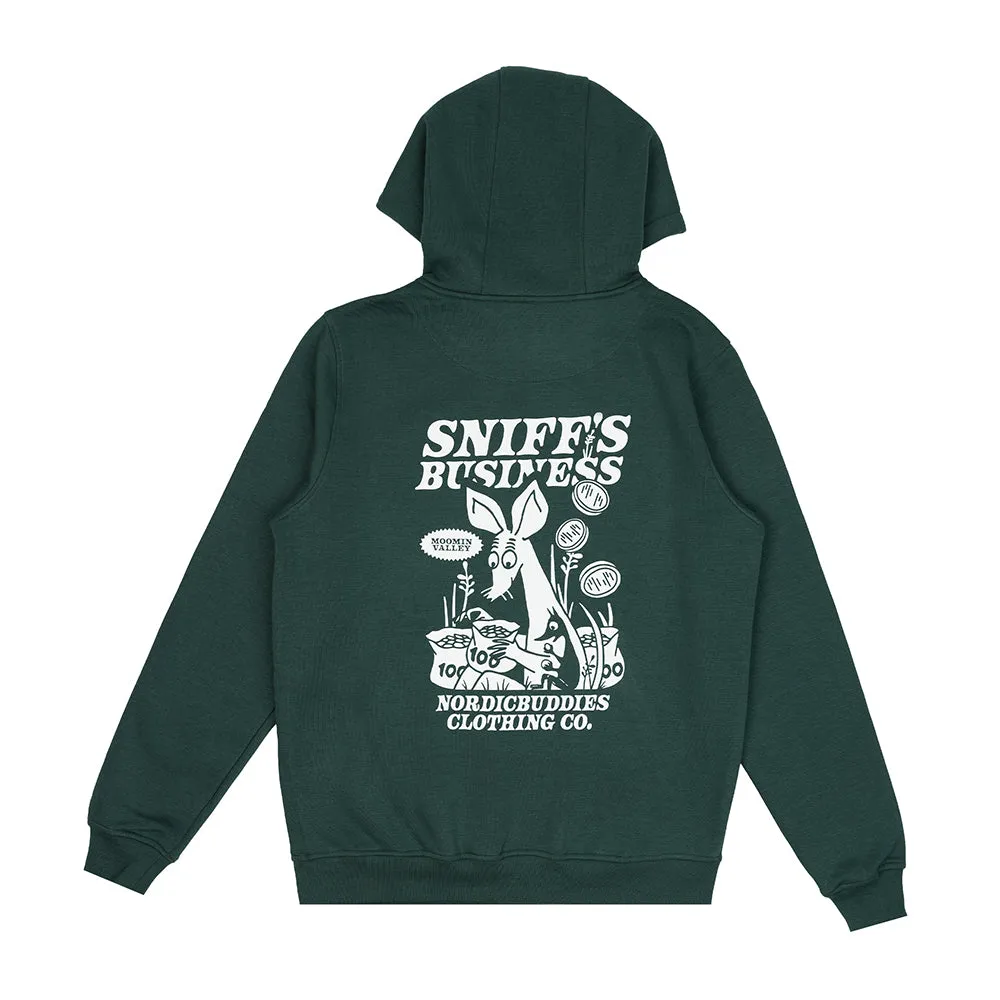 Moomintroll Sniff's Business hoodie vert foncé coton