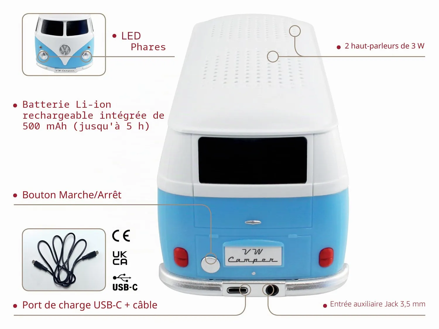 Brisa VW Collection T1 Bus Combi enceinte Bluetooth
