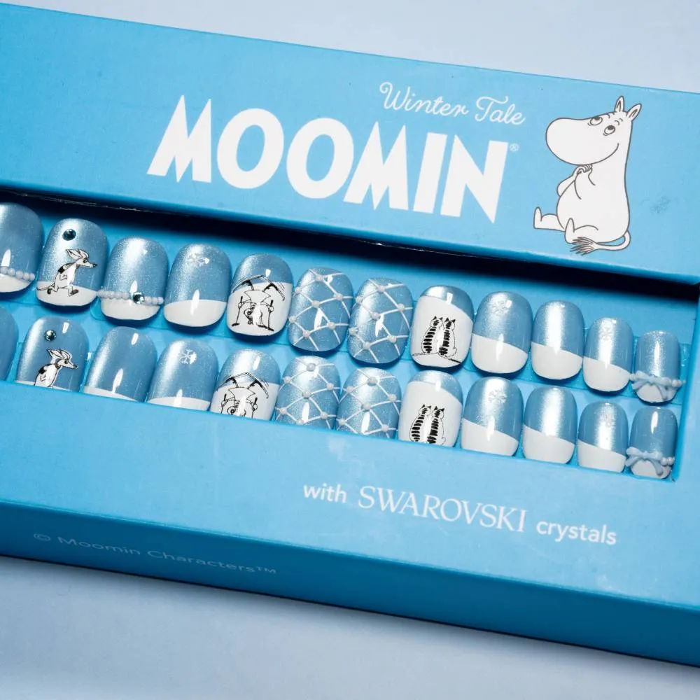 Moomintroll Winter Tale faux ongles bleus 30 pièces réutilisables