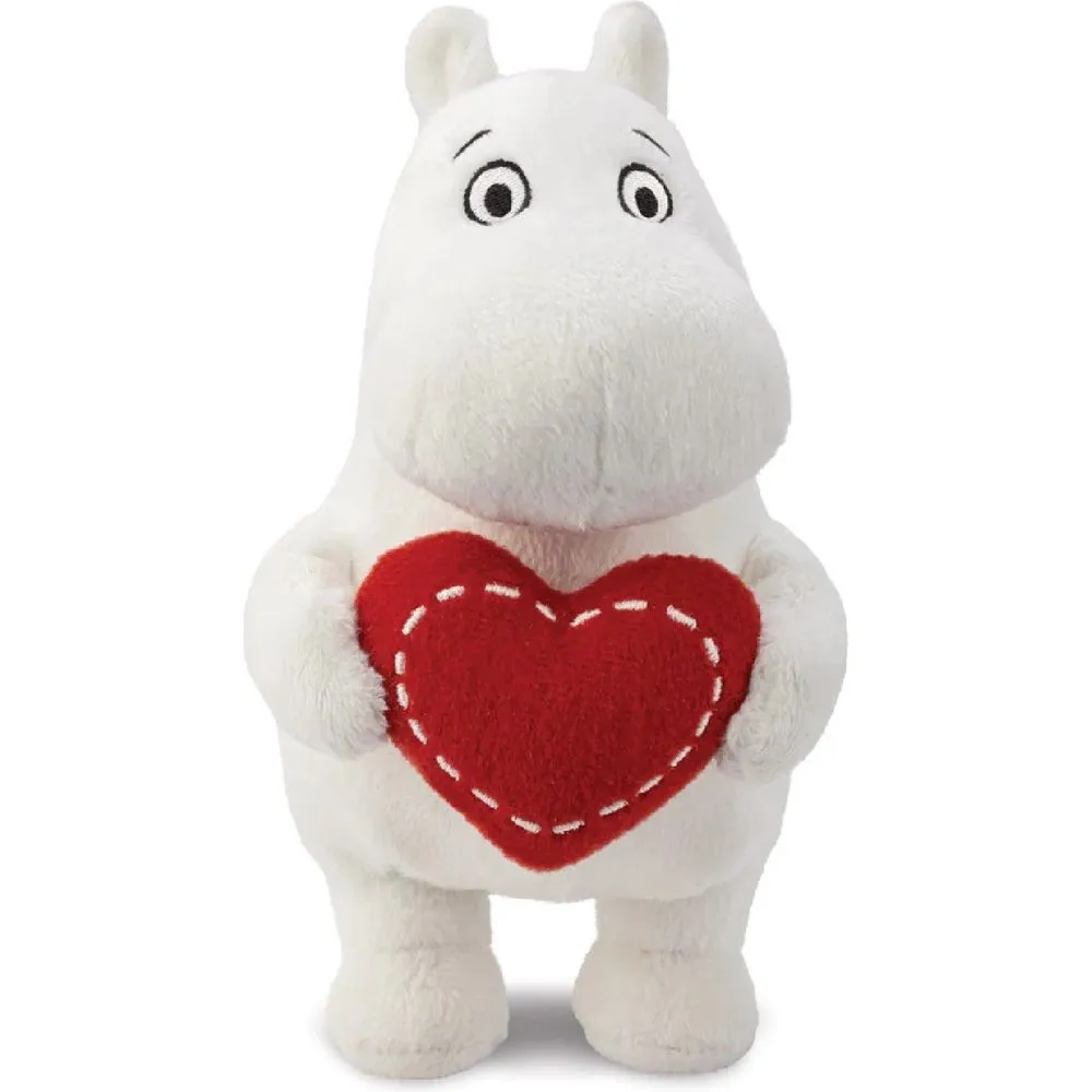 Moomintroll peluche cœur blanc 18 cm rembourrage recyclé