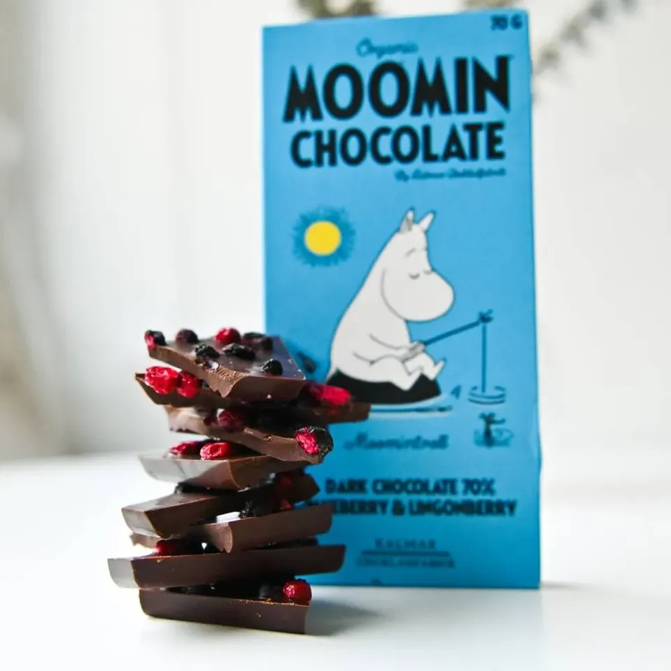 Moomintroll Chocolat noir airelle myrtille 70 g bio