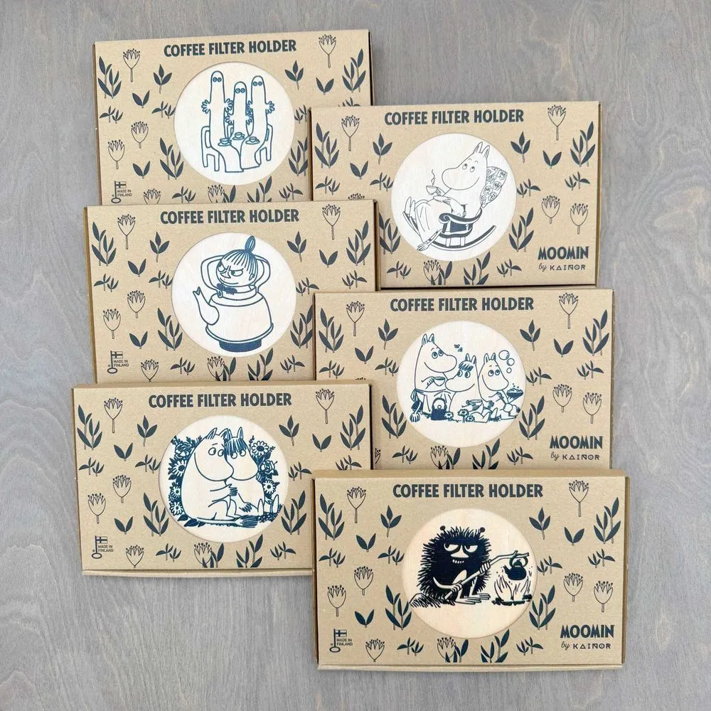 Moomintroll & Snorkmaiden porte-filtre café bouleau N&B