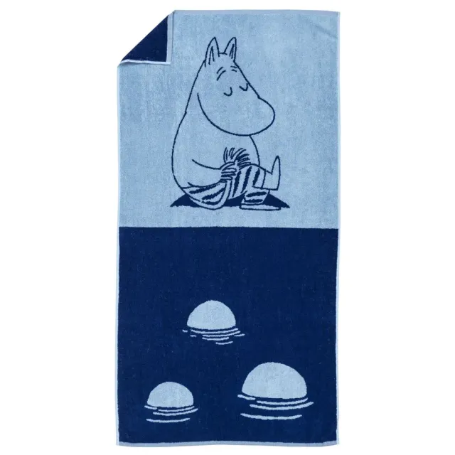 Moomintroll drap de bain bleu marine 70x140 coton bio