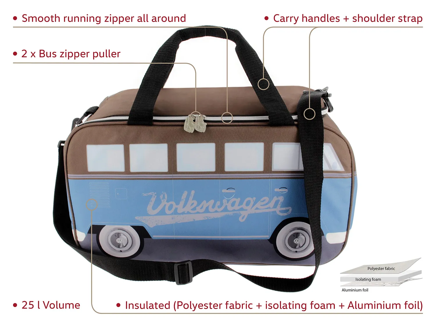 Brisa VW Collection T1 Combi sac isotherme rouge 25 L
