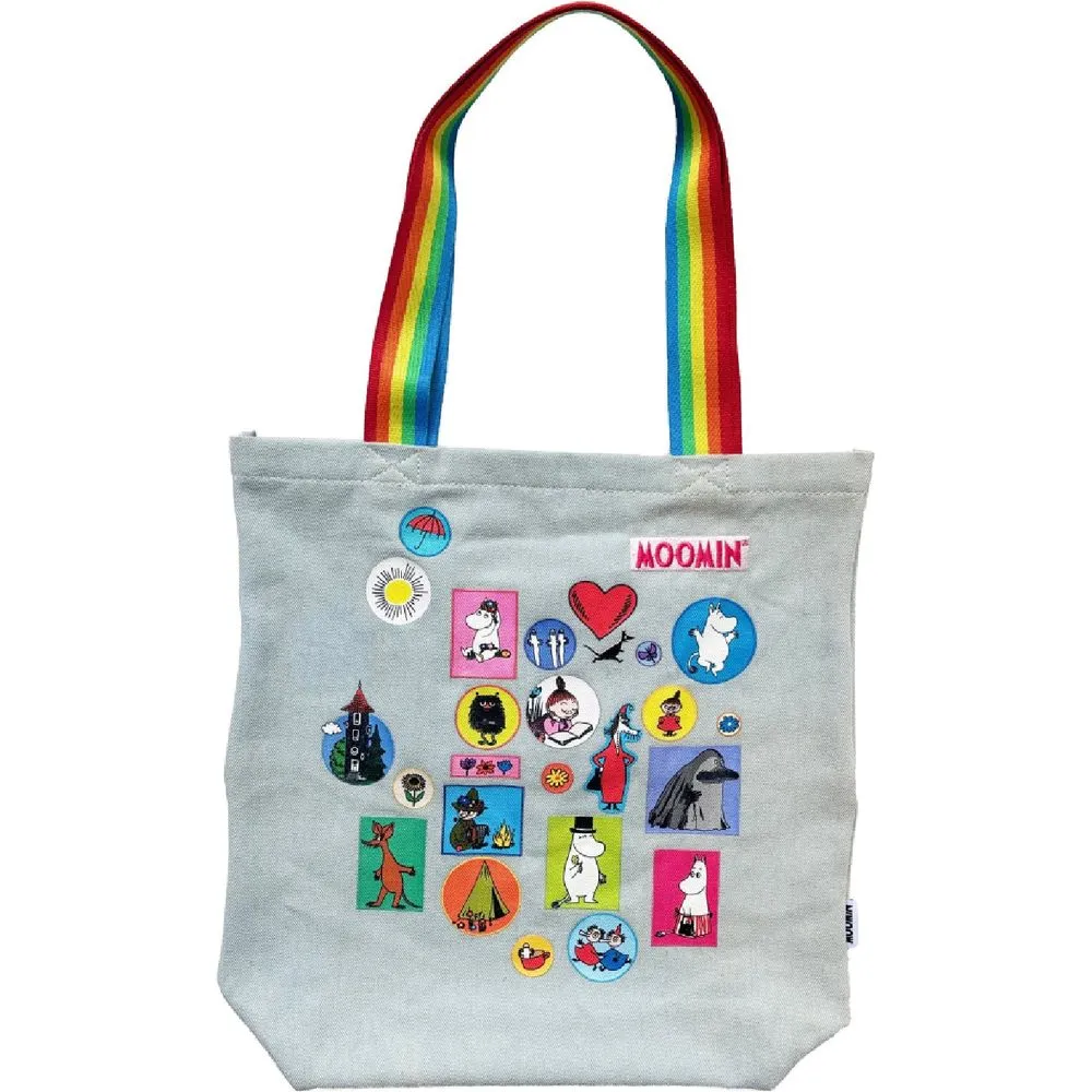 Moomintroll Denim tote bag jean patchs 45 x 39 cm