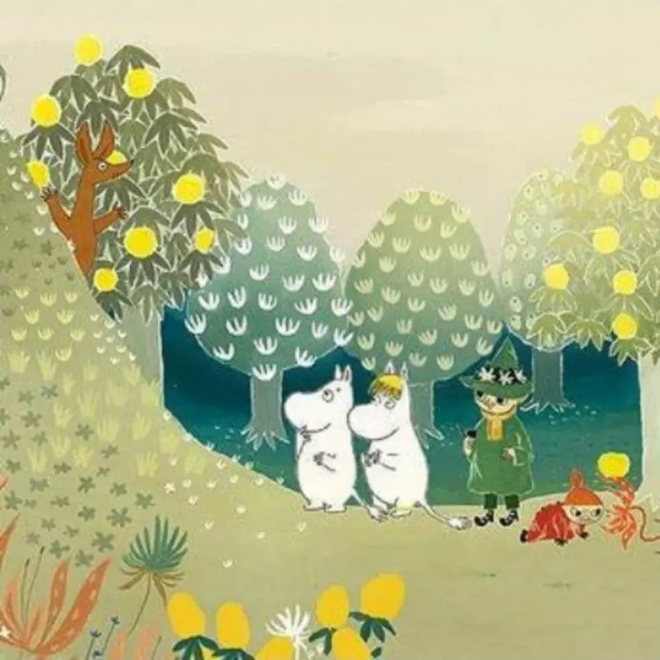 Moomintroll Forest carte de vœux carrée verte 16 cm