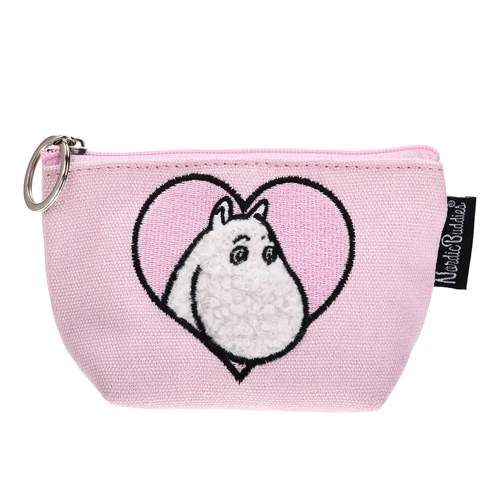 Moomintroll Love porte-monnaie rose toile 9x8 cm