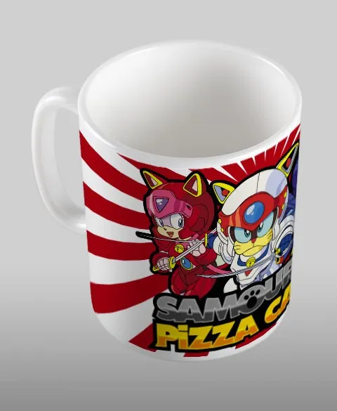 Pixgoodies Samouraï Pizza Cats mug céramique anime 90s