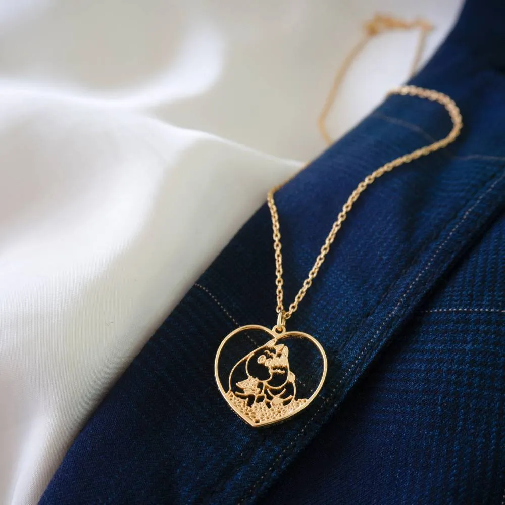 Moomintroll Lumoava collier coeur Love métal recyclé