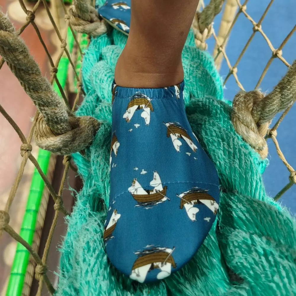 Moomintroll Snorkmaiden Boat chaussons bleus enfant antidérapants