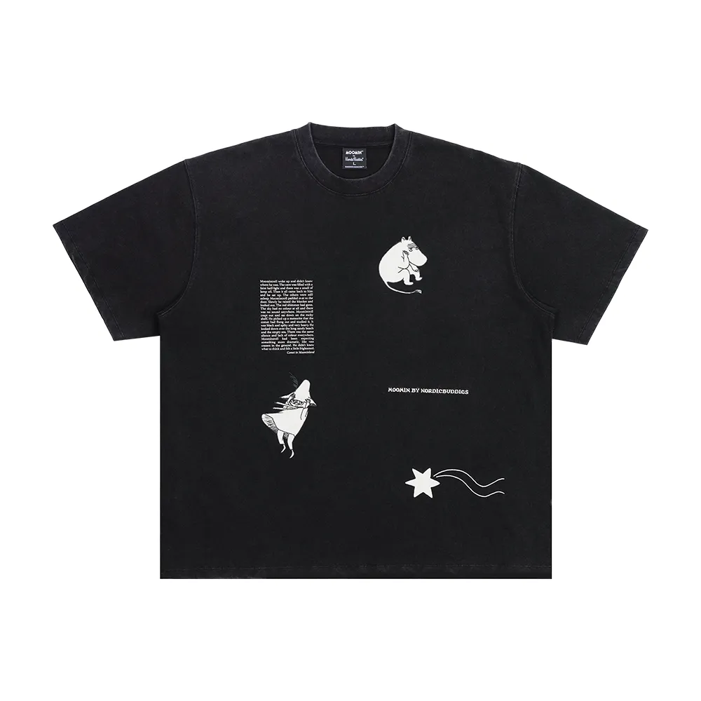 Moomintroll Comet T-shirt noir unisexe coton