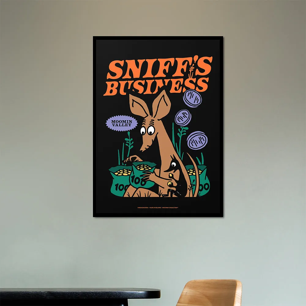 Moomintroll Sniff's Business affiche papier noire
