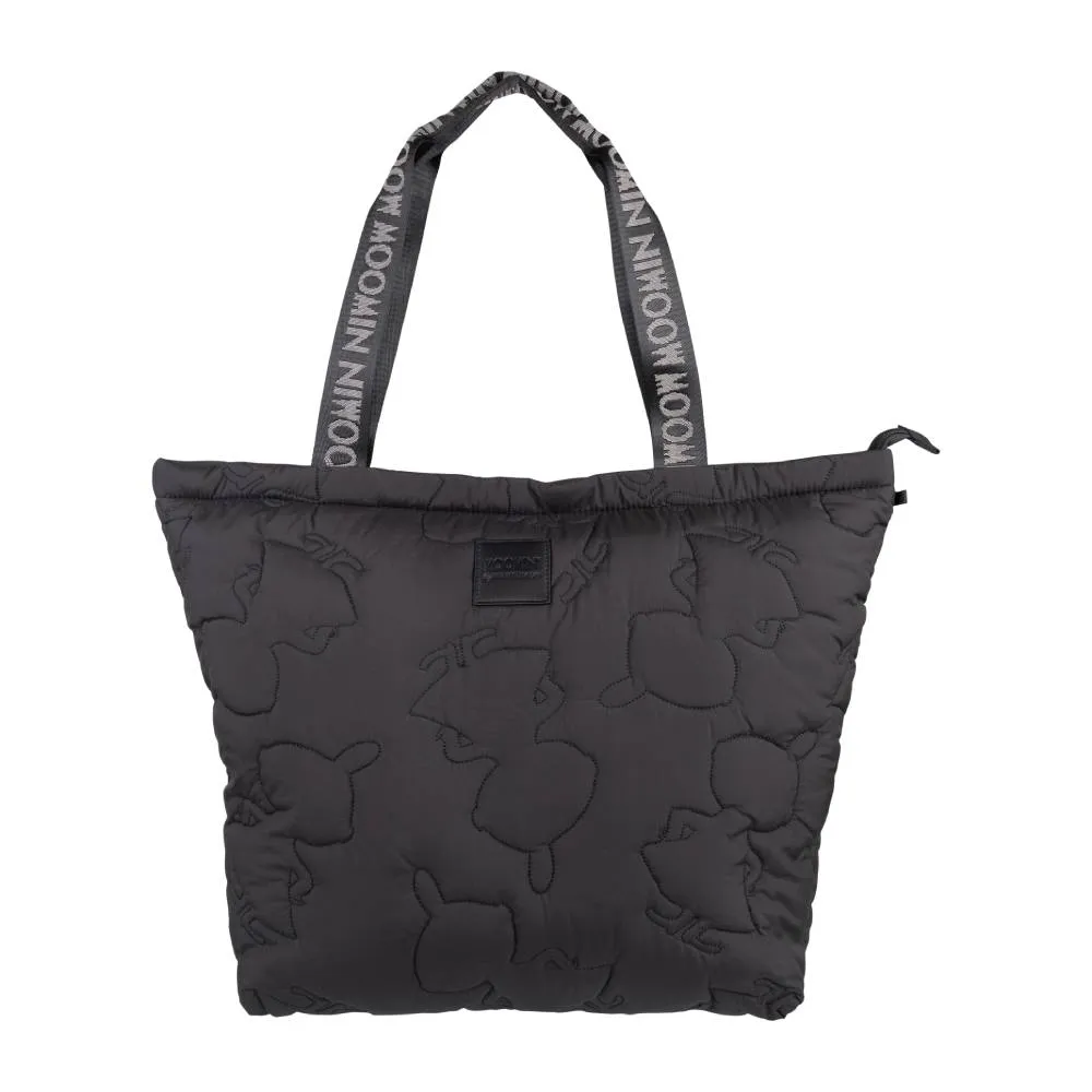 Moomintroll Little My sac shopping matelassé noir logo