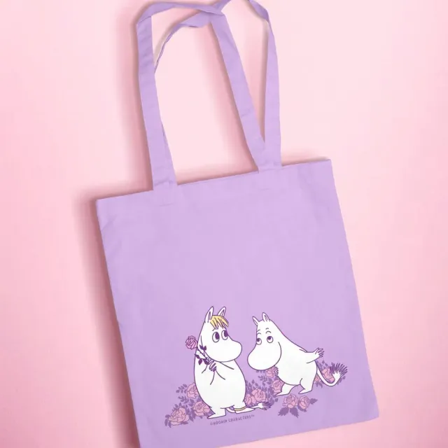 Moomintroll Roses tote bag lavande coton 36x40 cm