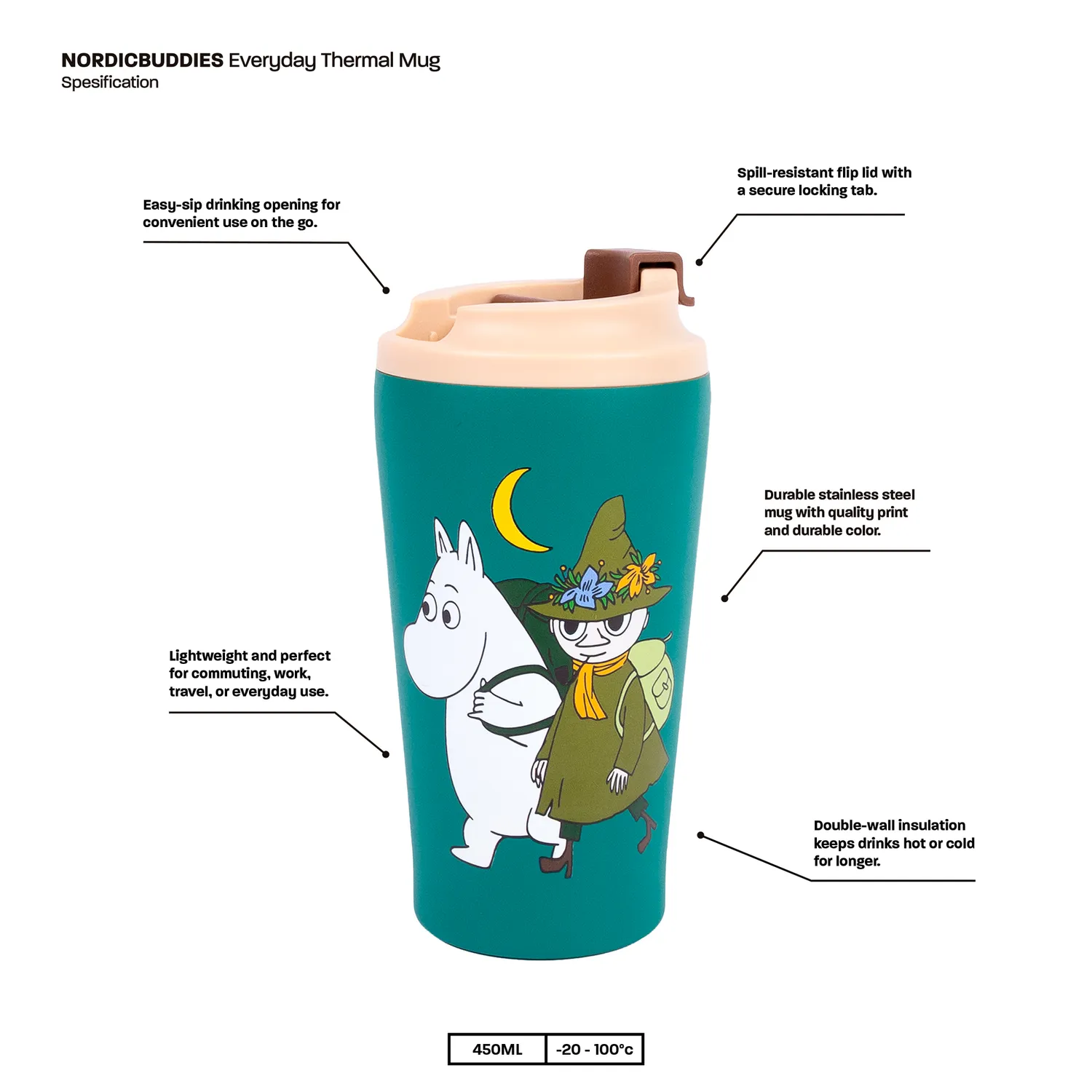 Moomintroll Camping mug isotherme vert 550 ml