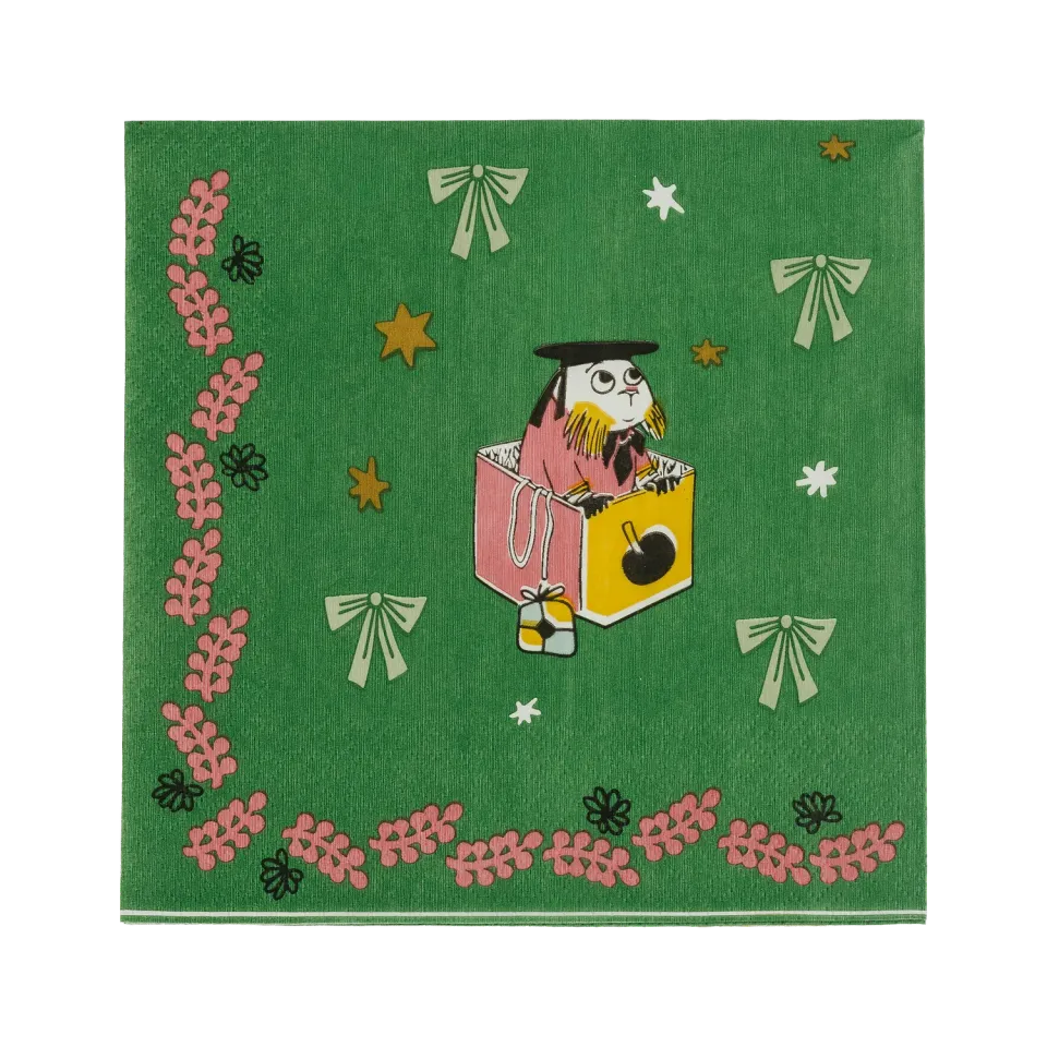 Moomintroll Gift of Love serviette papier verte 33 cm Noël