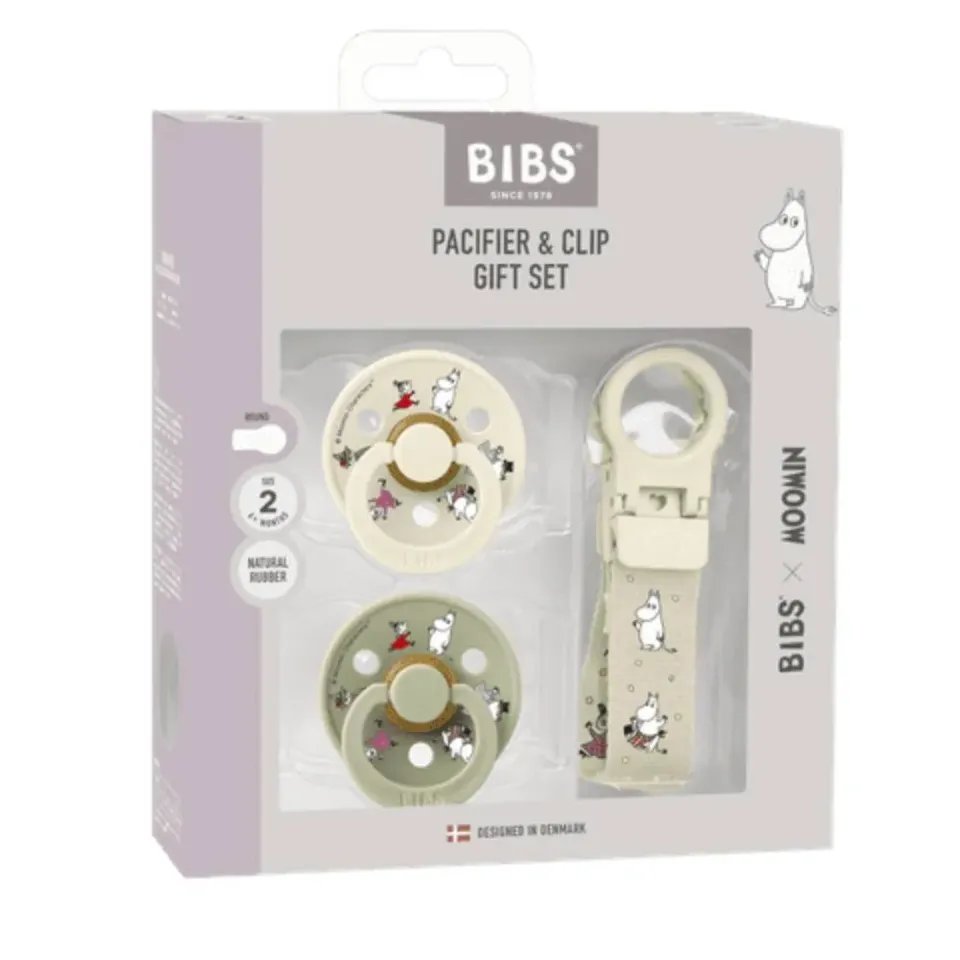 Moomintroll Friends coffret sucettes taille 2 ivoire sauge