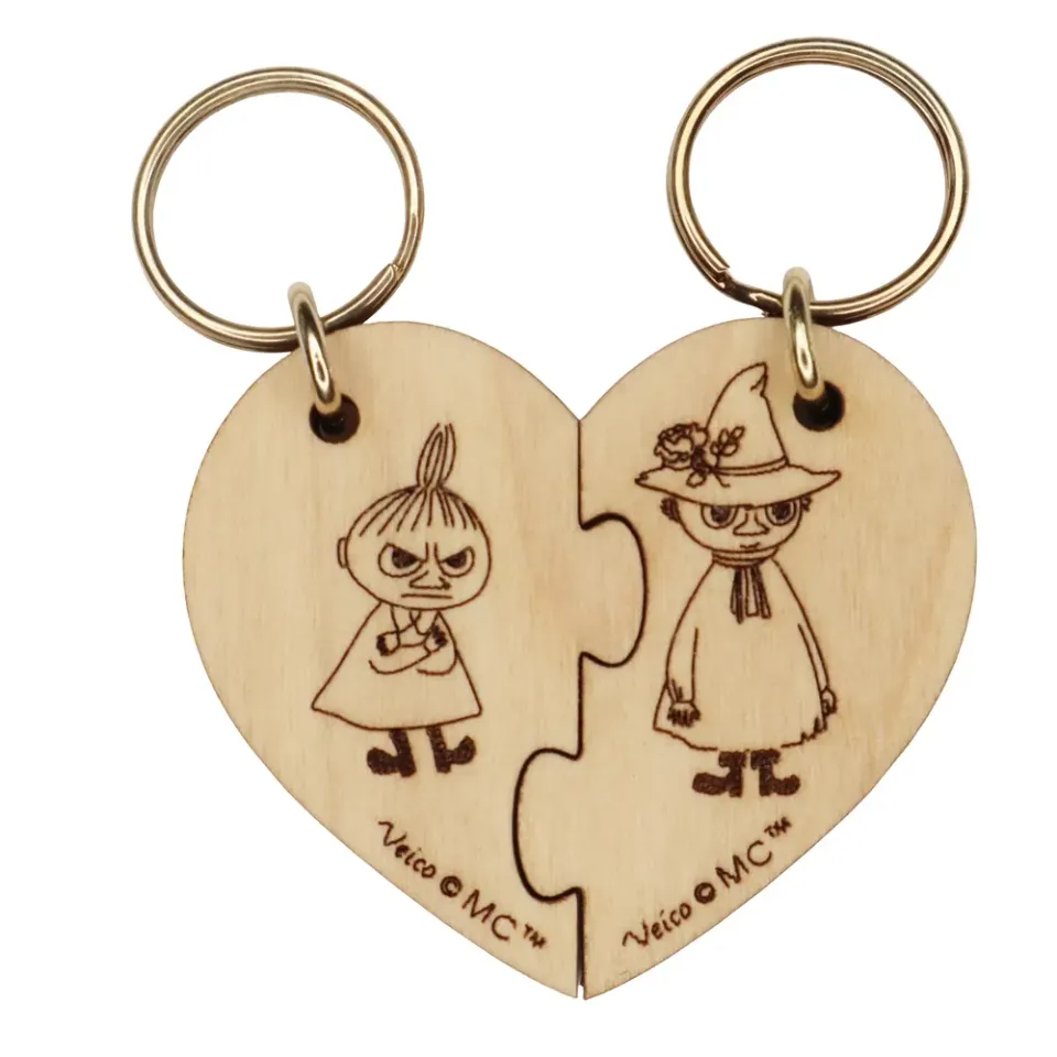 Moomintroll Little My & Snufkin porte-clés cœur en bois
