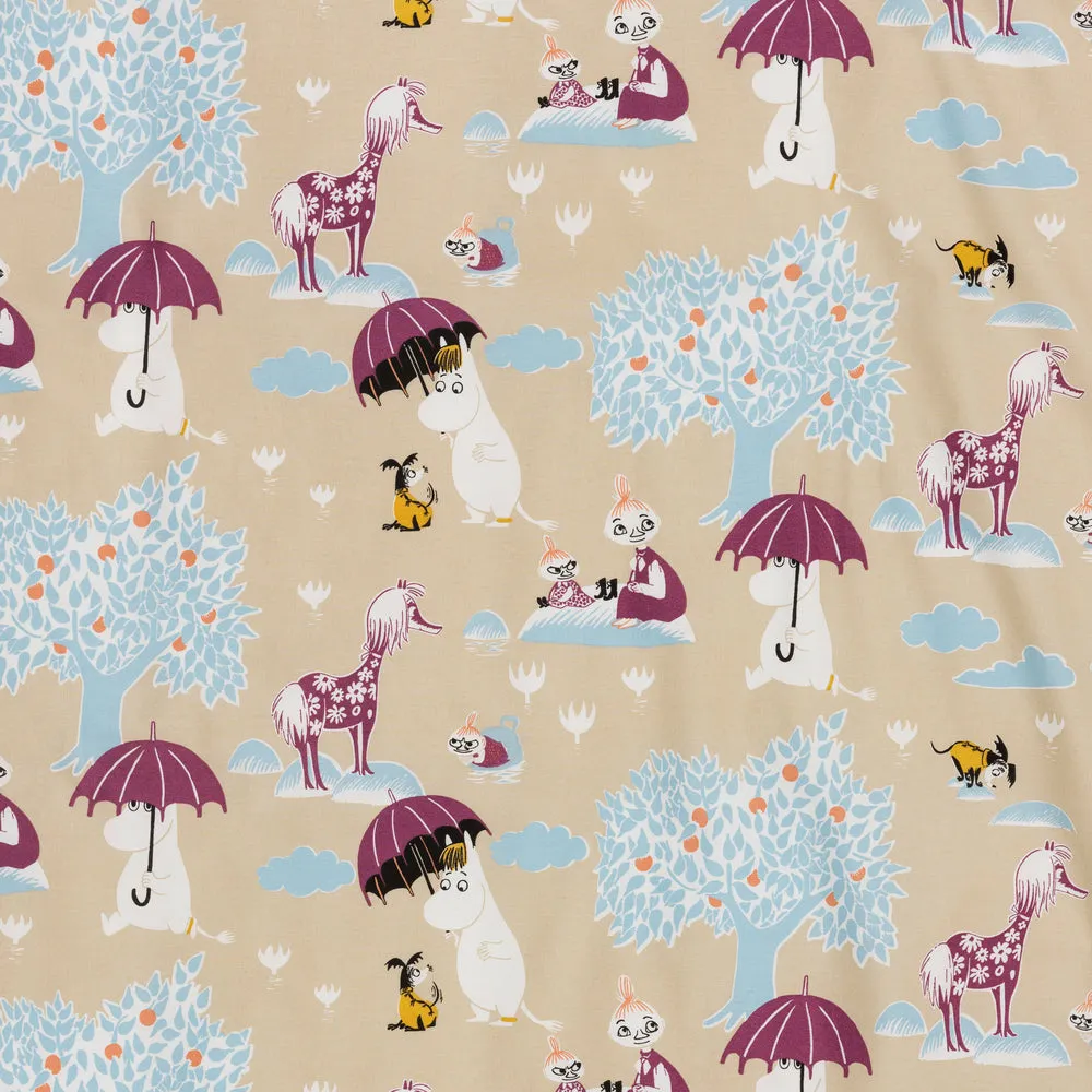 Moomintroll Under the Umbrella taie beige coton bio