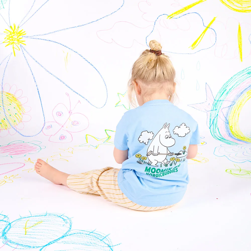 Moomintroll Gardening t-shirt enfant bleu clair coton