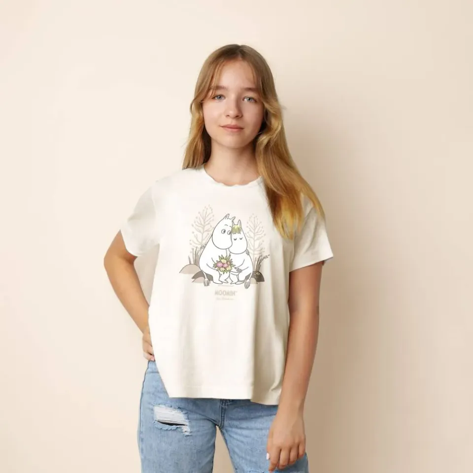 Moomin Hugging t-shirt blanc en coton pour adulte