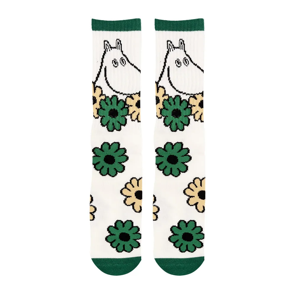 Moomintroll Flowers chaussettes rétro blanc-vert 40-45