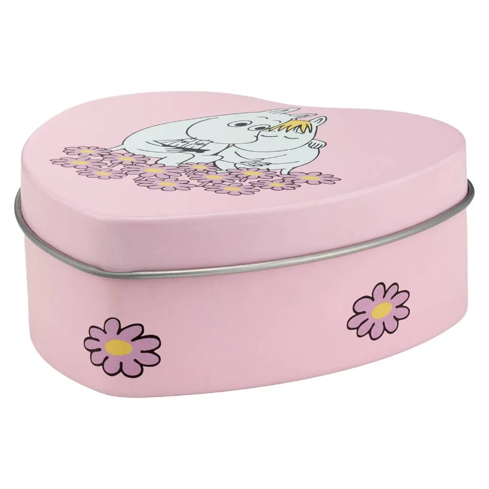 Moomintroll Together boîte coeur métal rose 10 cm