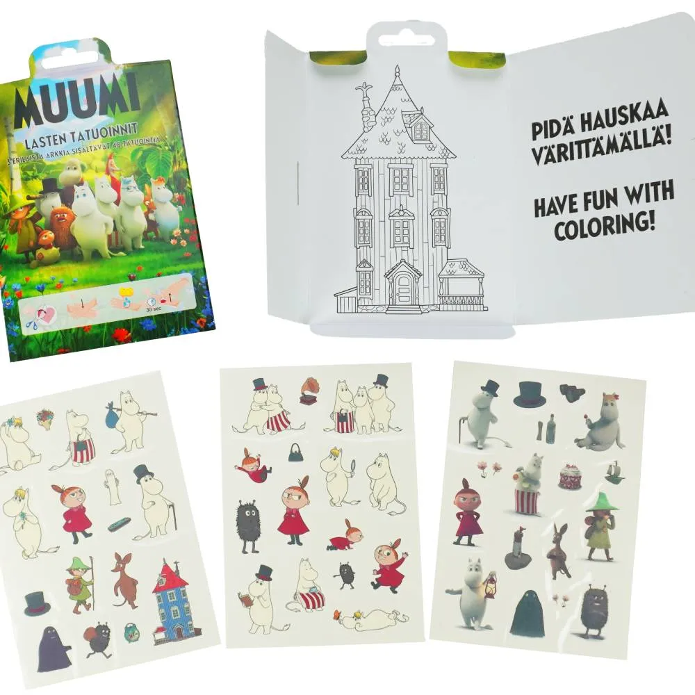 Moomintroll Moomin Tattoo tatouages temporaires 48 pièces vegan