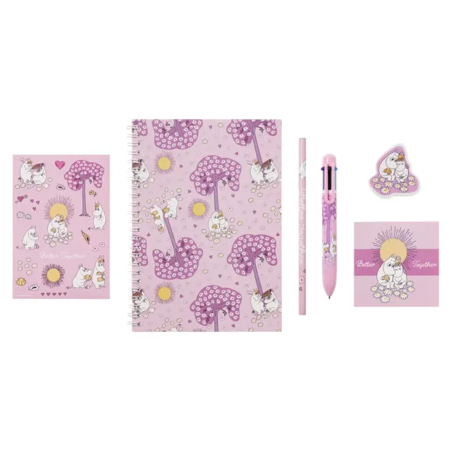 Moomintroll Sweethearts set papeterie rose 6 pièces