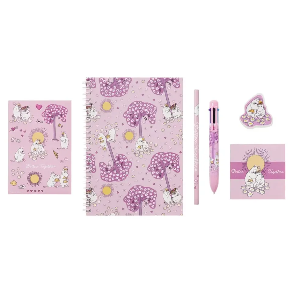Moomintroll Sweethearts set papeterie rose 6 pièces