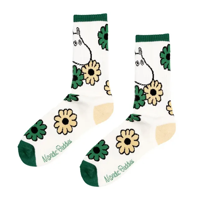 Moomintroll Flowers chaussettes rétro blanc-vert 40-45