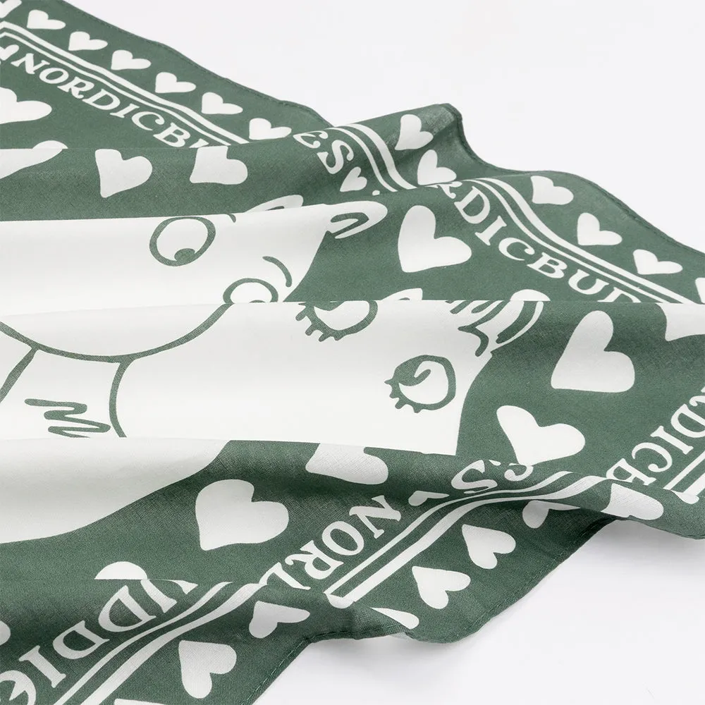 Moomintroll Love foulard coton vert 55x55 cm