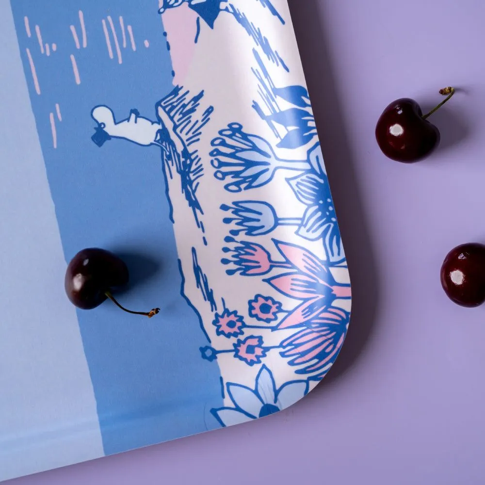 Moomin Sunset plateau 43 x 22 cm bleu et rose en bouleau
