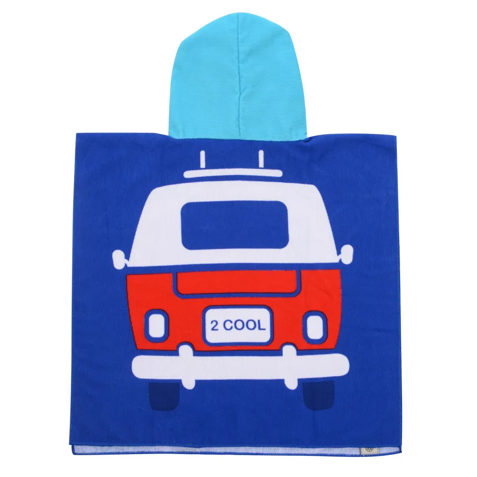 Brisa Volkswagen poncho enfant bleu à capuche