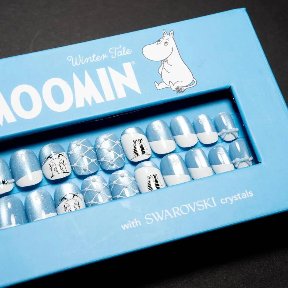 Moomintroll Winter Tale faux ongles bleus 30 pièces réutilisables