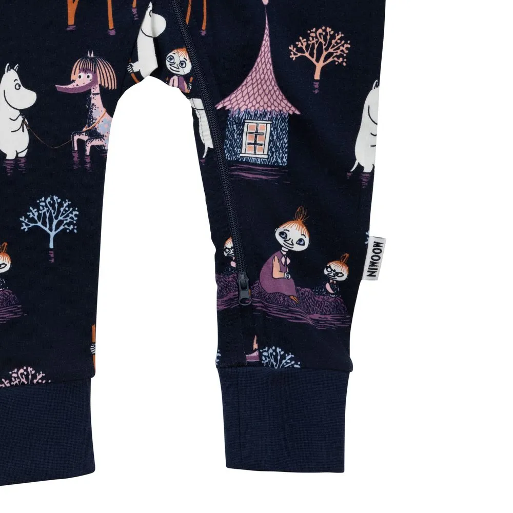 Moomintroll Flooding pyjama bébé bleu foncé coton bio