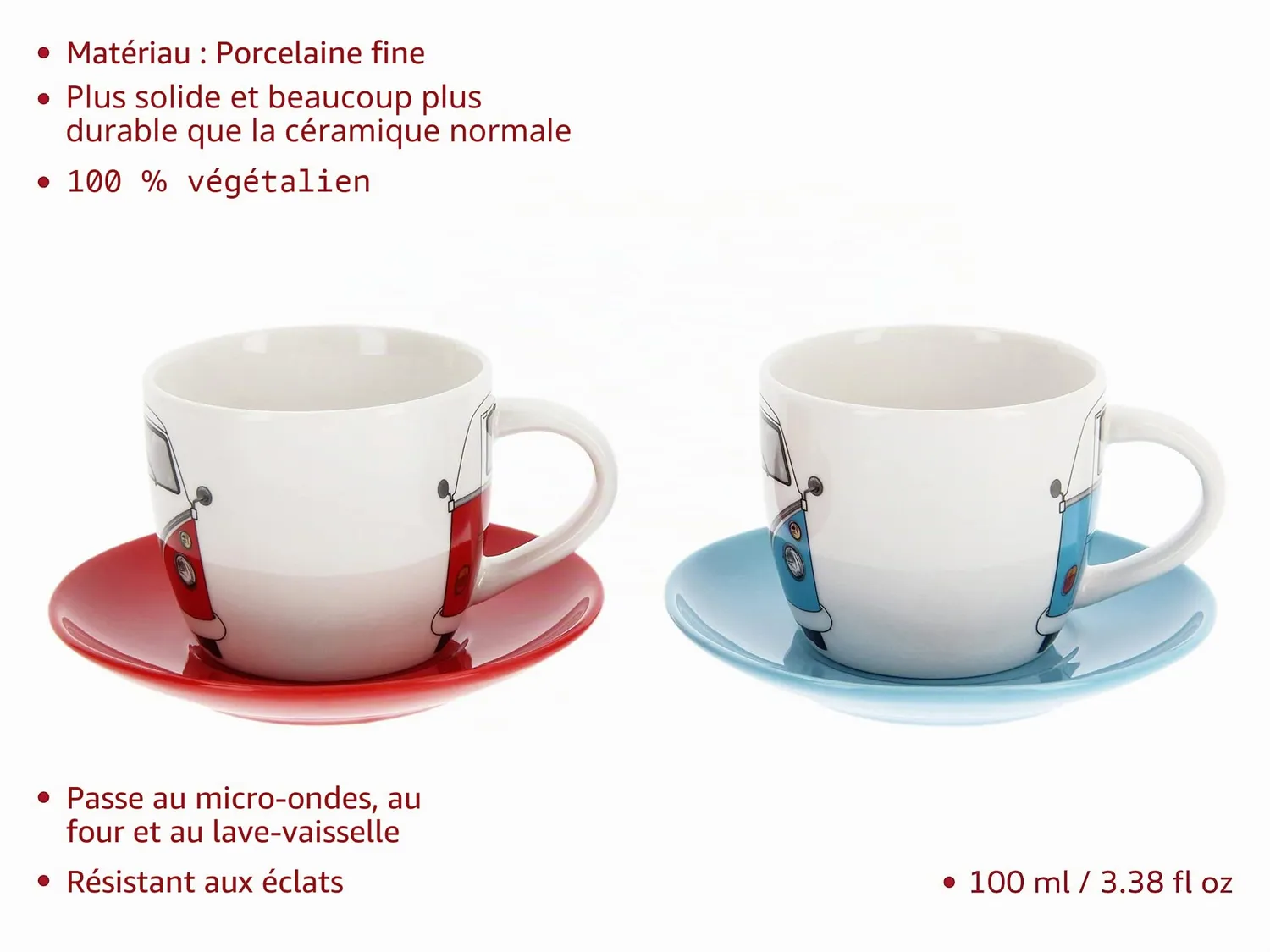 Brisa VW Collection Bus Front tasses espresso 2 x 100 ml porcelaine