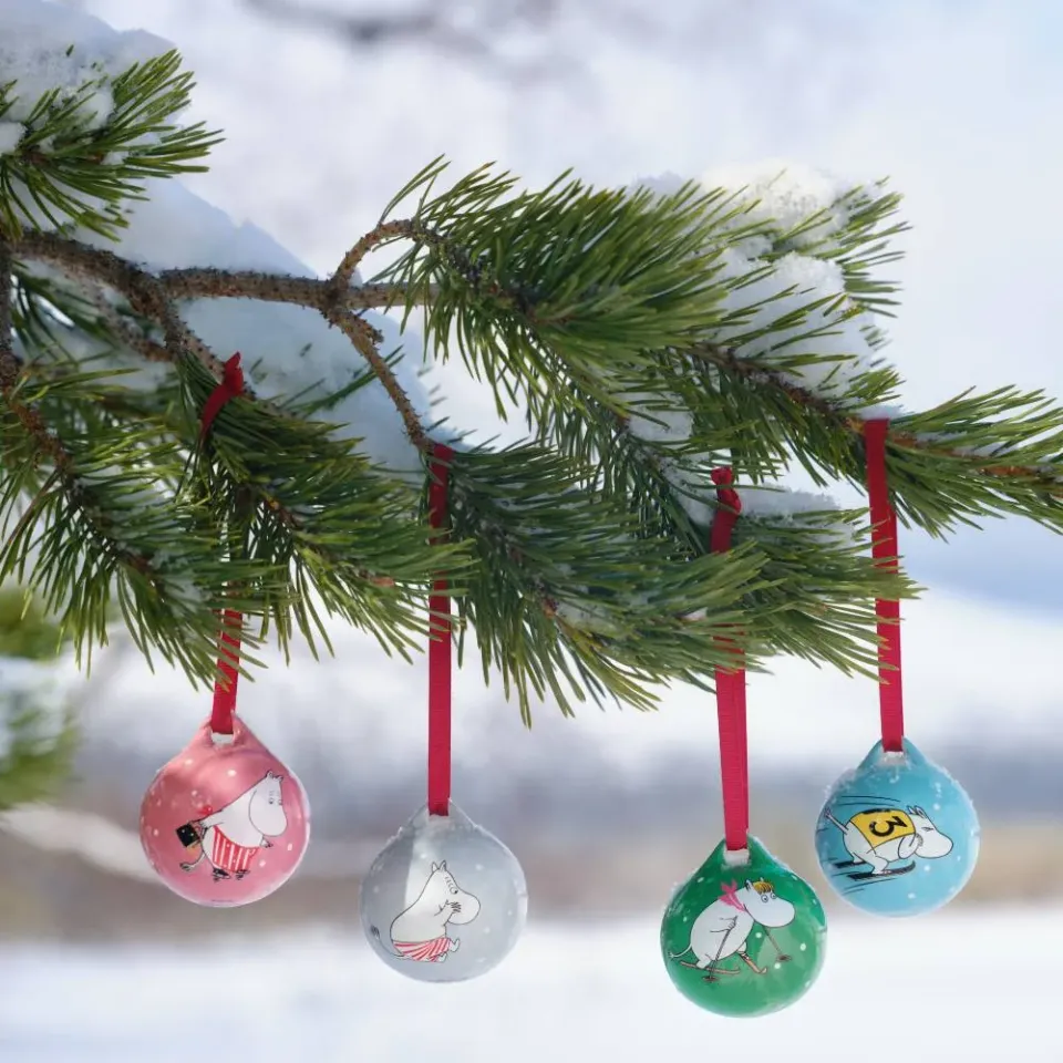 Moomintroll Winter Sports boules de Noël lot de 4