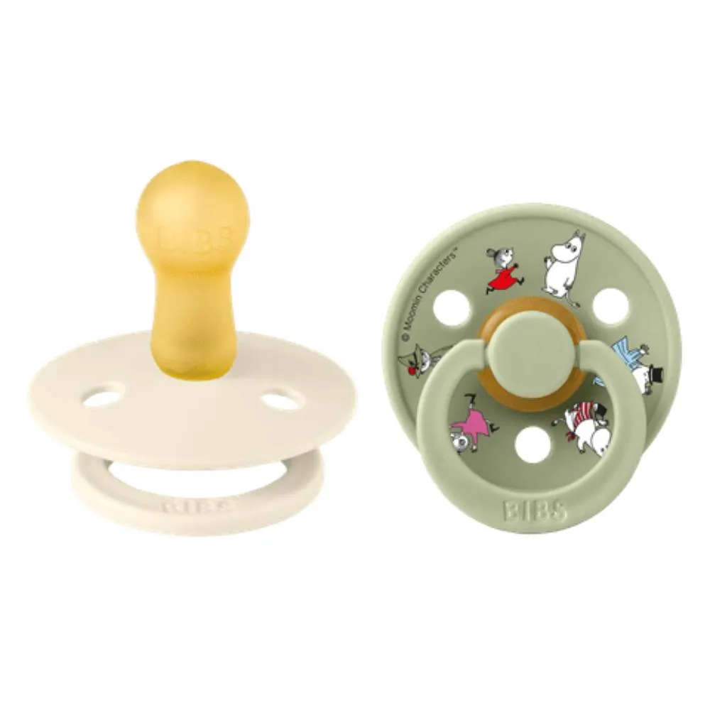 Moomintroll Friends BIBS Colour sucettes 2 pièces ivoire sauge caoutchouc naturel
