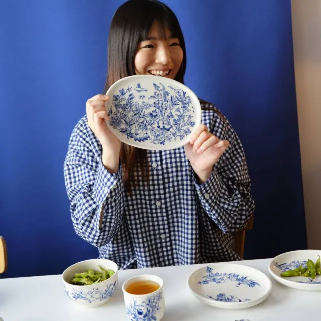Moomintroll Haru assiette service 17 cm bleu blanc