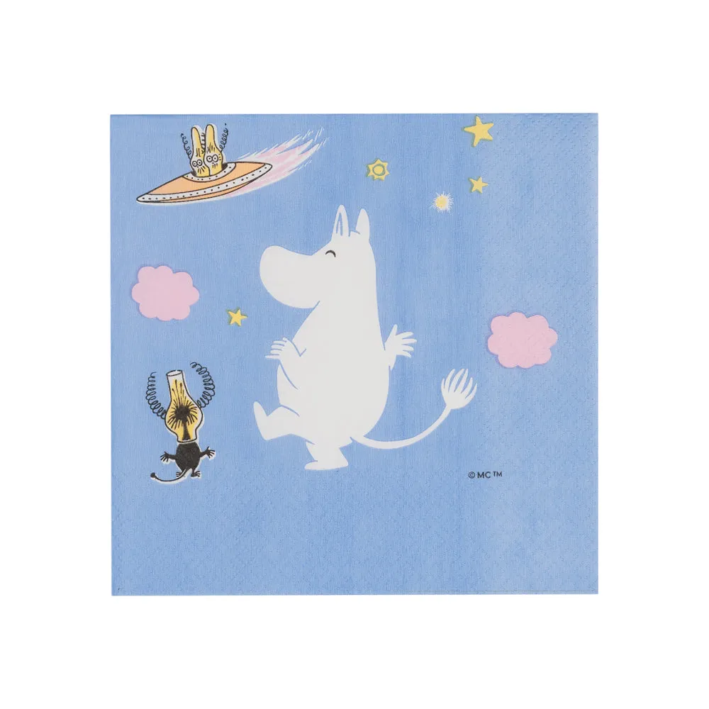 Moomintroll Space Adventure serviette en papier bleue 33 cm