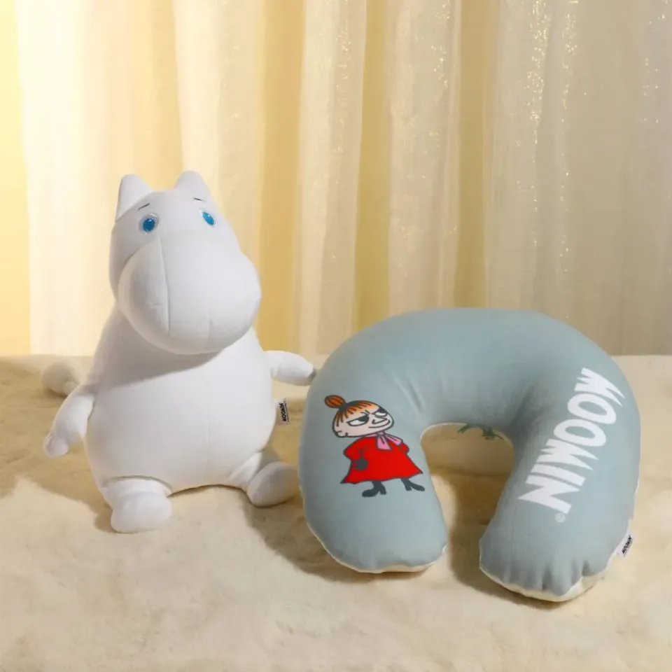 Moomintroll oreiller de voyage gris peluche 2-en-1