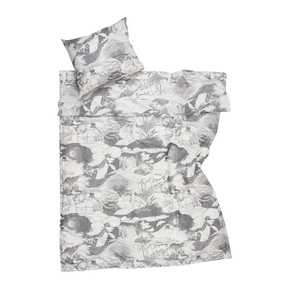 Moomintroll Sailing taie oreiller grise coton bio