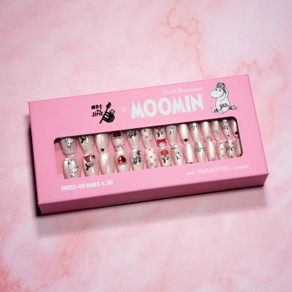 Moomintroll Romance Faux Ongles Press-on Roses 30 pièces