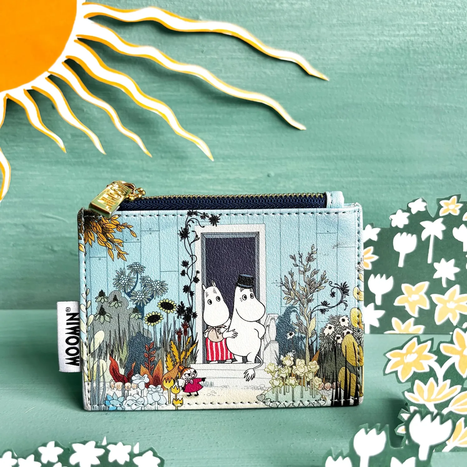 Moomintroll Riviera porte-monnaie bleu clair zippé