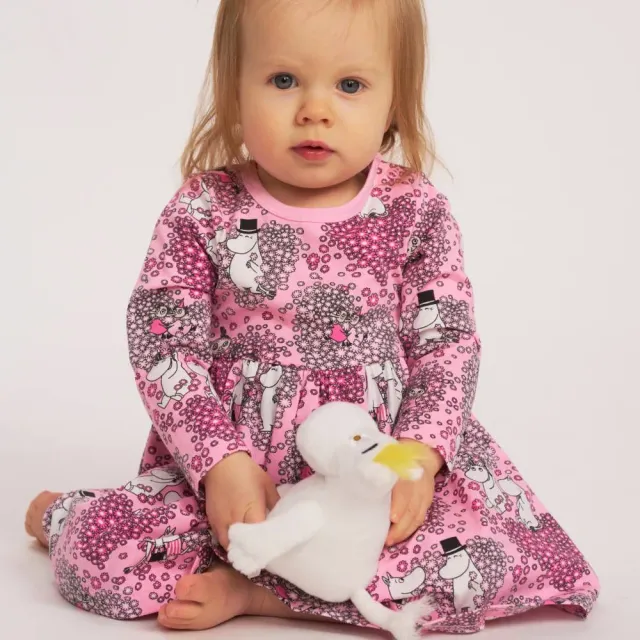 Moomintroll Friends robe-body bébé rose coton bio